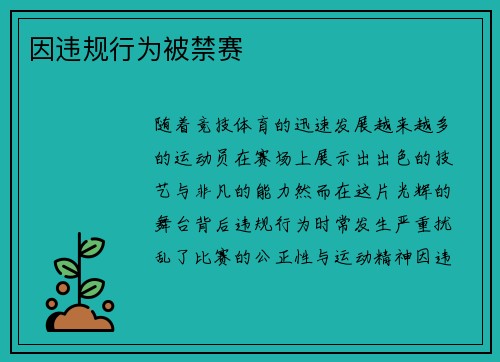 因违规行为被禁赛